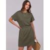 image:imageANRABESS Womens Dresses 2026 Summer Casual Short Sleeve Crew Neck Elastic Waist Mini T Shirt Dress with PocketsArmy Green