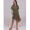 image:imageANRABESS Womens Dresses 2026 Summer Casual Short Sleeve Crew Neck Elastic Waist Mini T Shirt Dress with PocketsArmy Green