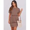 image:imageANRABESS Womens Dresses 2026 Summer Casual Short Sleeve Crew Neck Elastic Waist Mini T Shirt Dress with PocketsBrown