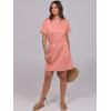 image:imageANRABESS Womens Dresses 2026 Summer Casual Short Sleeve Crew Neck Elastic Waist Mini T Shirt Dress with PocketsCoral