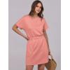 image:imageANRABESS Womens Dresses 2026 Summer Casual Short Sleeve Crew Neck Elastic Waist Mini T Shirt Dress with PocketsCoral