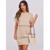 image:imageANRABESS Womens Dresses 2026 Summer Casual Short Sleeve Crew Neck Elastic Waist Mini T Shirt Dress with PocketsKhaki