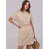 image:imageANRABESS Womens Dresses 2026 Summer Casual Short Sleeve Crew Neck Elastic Waist Mini T Shirt Dress with PocketsKhaki