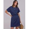 image:imageANRABESS Womens Dresses 2026 Summer Casual Short Sleeve Crew Neck Elastic Waist Mini T Shirt Dress with PocketsNavy Blue