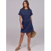 image:imageANRABESS Womens Dresses 2026 Summer Casual Short Sleeve Crew Neck Elastic Waist Mini T Shirt Dress with PocketsNavy Blue