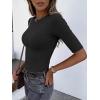 image:imageANRABESS Womens Half Sleeve Crewneck Tops Ribbed Knit Slim Fit Shirts Basic Tee 2026 Spring Summer Dressy Casual TShirtsBlack