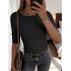 image:imageANRABESS Womens Half Sleeve Crewneck Tops Ribbed Knit Slim Fit Shirts Basic Tee 2026 Spring Summer Dressy Casual TShirtsBlack