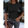 image:imageANRABESS Womens Half Sleeve Crewneck Tops Ribbed Knit Slim Fit Shirts Basic Tee 2026 Spring Summer Dressy Casual TShirtsBlack