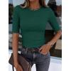 image:imageANRABESS Womens Half Sleeve Crewneck Tops Ribbed Knit Slim Fit Shirts Basic Tee 2026 Spring Summer Dressy Casual TShirtsForest Green