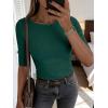 image:imageANRABESS Womens Half Sleeve Crewneck Tops Ribbed Knit Slim Fit Shirts Basic Tee 2026 Spring Summer Dressy Casual TShirtsForest Green