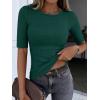 image:imageANRABESS Womens Half Sleeve Crewneck Tops Ribbed Knit Slim Fit Shirts Basic Tee 2026 Spring Summer Dressy Casual TShirtsForest Green