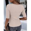 image:imageANRABESS Womens Half Sleeve Crewneck Tops Ribbed Knit Slim Fit Shirts Basic Tee 2026 Spring Summer Dressy Casual TShirtsLight Apricot