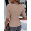 image:imageANRABESS Womens Half Sleeve Crewneck Tops Ribbed Knit Slim Fit Shirts Basic Tee 2026 Spring Summer Dressy Casual TShirtsLight Khaki