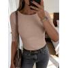 image:imageANRABESS Womens Half Sleeve Crewneck Tops Ribbed Knit Slim Fit Shirts Basic Tee 2026 Spring Summer Dressy Casual TShirtsLight Khaki