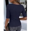 image:imageANRABESS Womens Half Sleeve Crewneck Tops Ribbed Knit Slim Fit Shirts Basic Tee 2026 Spring Summer Dressy Casual TShirtsNavy Blue