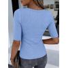 image:imageANRABESS Womens Half Sleeve Crewneck Tops Ribbed Knit Slim Fit Shirts Basic Tee 2026 Spring Summer Dressy Casual TShirtsSky Blue