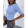 image:imageANRABESS Womens Half Sleeve Crewneck Tops Ribbed Knit Slim Fit Shirts Basic Tee 2026 Spring Summer Dressy Casual TShirtsSky Blue
