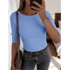 image:imageANRABESS Womens Half Sleeve Crewneck Tops Ribbed Knit Slim Fit Shirts Basic Tee 2026 Spring Summer Dressy Casual TShirtsSky Blue