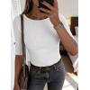 image:imageANRABESS Womens Half Sleeve Crewneck Tops Ribbed Knit Slim Fit Shirts Basic Tee 2026 Spring Summer Dressy Casual TShirtsWhite