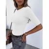 image:imageANRABESS Womens Half Sleeve Crewneck Tops Ribbed Knit Slim Fit Shirts Basic Tee 2026 Spring Summer Dressy Casual TShirtsWhite