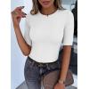 image:imageANRABESS Womens Half Sleeve Crewneck Tops Ribbed Knit Slim Fit Shirts Basic Tee 2026 Spring Summer Dressy Casual TShirtsWhite