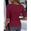 image:imageANRABESS Womens Half Sleeve Crewneck Tops Ribbed Knit Slim Fit Shirts Basic Tee 2026 Spring Summer Dressy Casual TShirtsWine Red