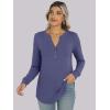 image:imageANRABESS Womens Long Sleeve Shirts 2026 Spring Fashion Dressy Casual Tops Trendy Henley Blouses Cute Work Outfits ClothesBlue Gray