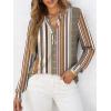 image:imageANRABESS Womens Long Sleeve Shirts 2026 Spring Fashion Dressy Casual Tops Trendy Henley Blouses Cute Work Outfits ClothesBrown White Strip