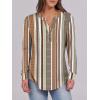 image:imageANRABESS Womens Long Sleeve Shirts 2026 Spring Fashion Dressy Casual Tops Trendy Henley Blouses Cute Work Outfits ClothesBrown White Strip