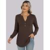 image:imageANRABESS Womens Long Sleeve Shirts 2026 Spring Fashion Dressy Casual Tops Trendy Henley Blouses Cute Work Outfits ClothesCoffee