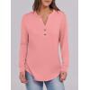 image:imageANRABESS Womens Long Sleeve Shirts 2026 Spring Fashion Dressy Casual Tops Trendy Henley Blouses Cute Work Outfits ClothesCoral Pink