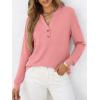 image:imageANRABESS Womens Long Sleeve Shirts 2026 Spring Fashion Dressy Casual Tops Trendy Henley Blouses Cute Work Outfits ClothesCoral Pink