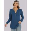 image:imageANRABESS Womens Long Sleeve Shirts 2026 Spring Fashion Dressy Casual Tops Trendy Henley Blouses Cute Work Outfits ClothesDark Blue