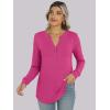 image:imageANRABESS Womens Long Sleeve Shirts 2026 Spring Fashion Dressy Casual Tops Trendy Henley Blouses Cute Work Outfits ClothesHot Pink