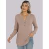 image:imageANRABESS Womens Long Sleeve Shirts 2026 Spring Fashion Dressy Casual Tops Trendy Henley Blouses Cute Work Outfits ClothesLight Brown