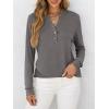 image:imageANRABESS Womens Long Sleeve Shirts 2026 Spring Fashion Dressy Casual Tops Trendy Henley Blouses Cute Work Outfits ClothesLight Taupe