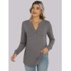 image:imageANRABESS Womens Long Sleeve Shirts 2026 Spring Fashion Dressy Casual Tops Trendy Henley Blouses Cute Work Outfits ClothesLight Taupe