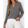 image:imageANRABESS Womens Long Sleeve Shirts 2026 Spring Fashion Dressy Casual Tops Trendy Henley Blouses Cute Work Outfits ClothesLight Taupe