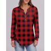 image:imageANRABESS Womens Long Sleeve Shirts 2026 Spring Fashion Dressy Casual Tops Trendy Henley Blouses Cute Work Outfits ClothesRed Black Plaid