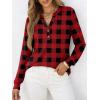 image:imageANRABESS Womens Long Sleeve Shirts 2026 Spring Fashion Dressy Casual Tops Trendy Henley Blouses Cute Work Outfits ClothesRed Black Plaid