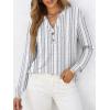 image:imageANRABESS Womens Long Sleeve Shirts 2026 Spring Fashion Dressy Casual Tops Trendy Henley Blouses Cute Work Outfits ClothesWhite Grey Strip