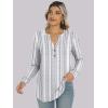 image:imageANRABESS Womens Long Sleeve Shirts 2026 Spring Fashion Dressy Casual Tops Trendy Henley Blouses Cute Work Outfits ClothesWhite Grey Strip