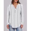 image:imageANRABESS Womens Long Sleeve Shirts 2026 Spring Fashion Dressy Casual Tops Trendy Henley Blouses Cute Work Outfits ClothesWhite Grey Strip