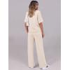 image:imageANRABESS Womens Lounge Sets 2 Piece Outfits 2026 Summer Casual Short Sleeve Sweatsuits Matching Tracksuits Wide Leg Pant SetApricot