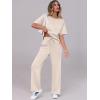 image:imageANRABESS Womens Lounge Sets 2 Piece Outfits 2026 Summer Casual Short Sleeve Sweatsuits Matching Tracksuits Wide Leg Pant SetApricot