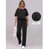 image:imageANRABESS Womens Lounge Sets 2 Piece Outfits 2026 Summer Casual Short Sleeve Sweatsuits Matching Tracksuits Wide Leg Pant SetBlack