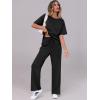 image:imageANRABESS Womens Lounge Sets 2 Piece Outfits 2026 Summer Casual Short Sleeve Sweatsuits Matching Tracksuits Wide Leg Pant SetBlack