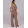 image:imageANRABESS Womens Lounge Sets 2 Piece Outfits 2026 Summer Casual Short Sleeve Sweatsuits Matching Tracksuits Wide Leg Pant SetBrown