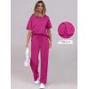 image:imageANRABESS Womens Lounge Sets 2 Piece Outfits 2026 Summer Casual Short Sleeve Sweatsuits Matching Tracksuits Wide Leg Pant SetHot Pink