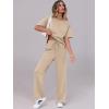 image:imageANRABESS Womens Lounge Sets 2 Piece Outfits 2026 Summer Casual Short Sleeve Sweatsuits Matching Tracksuits Wide Leg Pant SetKhaki